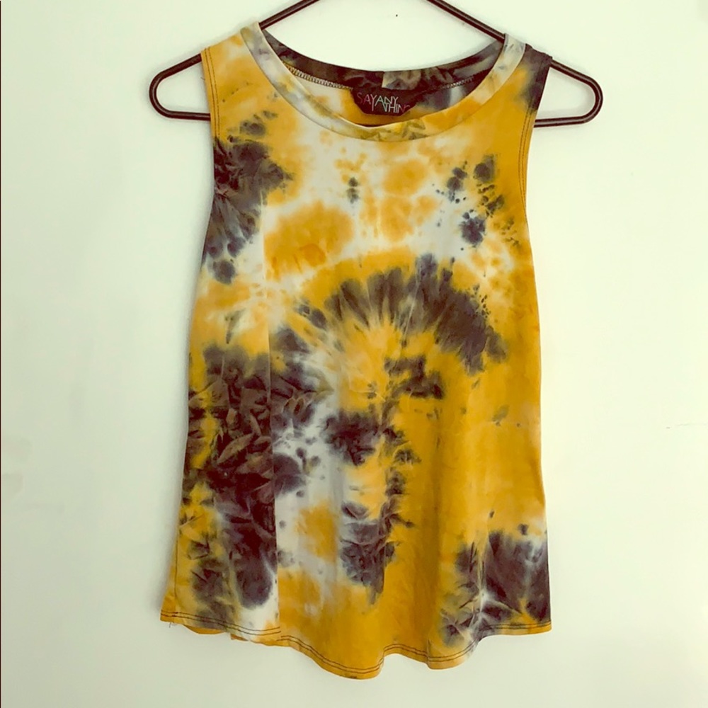 Yellow and black tie-dye summer top!